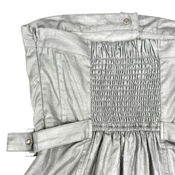 Urban Outfitters UO NWT Yara Metallic Silver Strapless Romper 100% Cotton - Picture 7 of 11